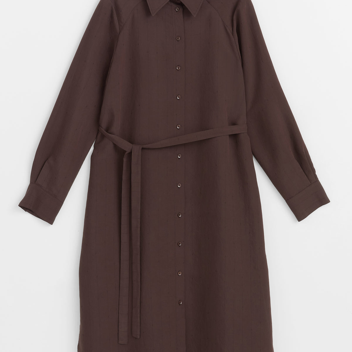Tunique à col chemise avec ceinture à nouer à la taille - Café