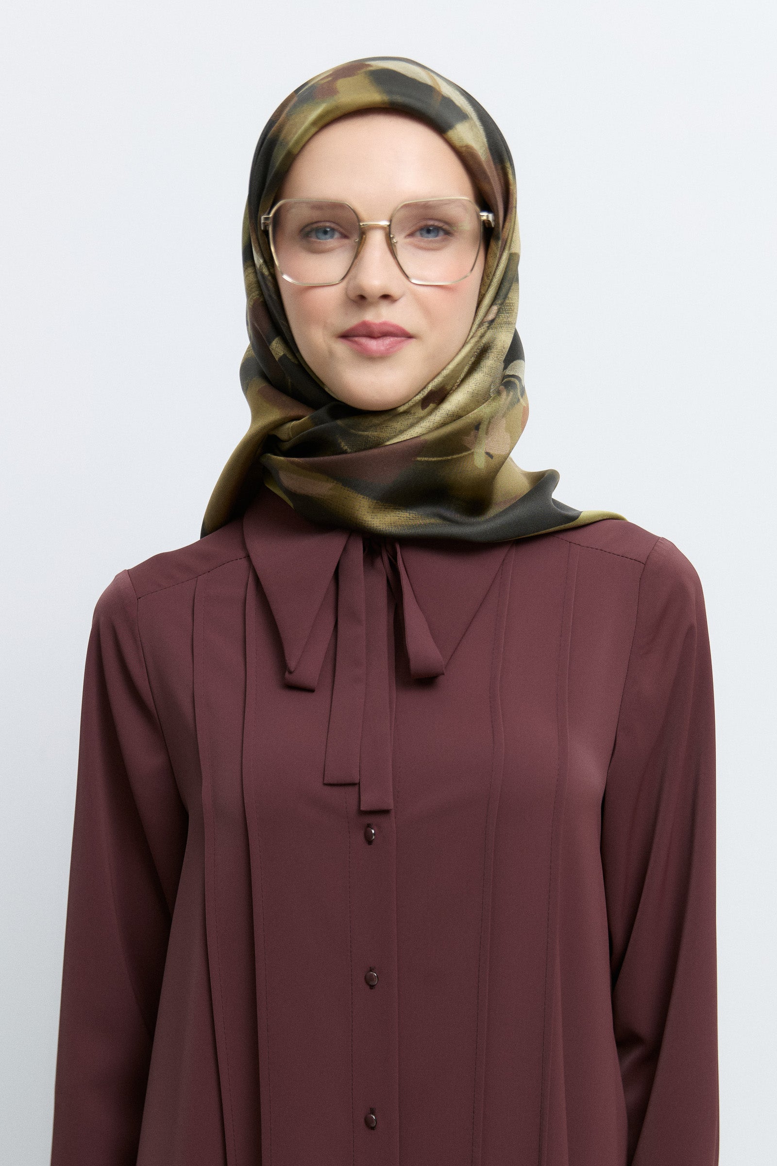 Écharpe en soie twill Firuze - Kaki