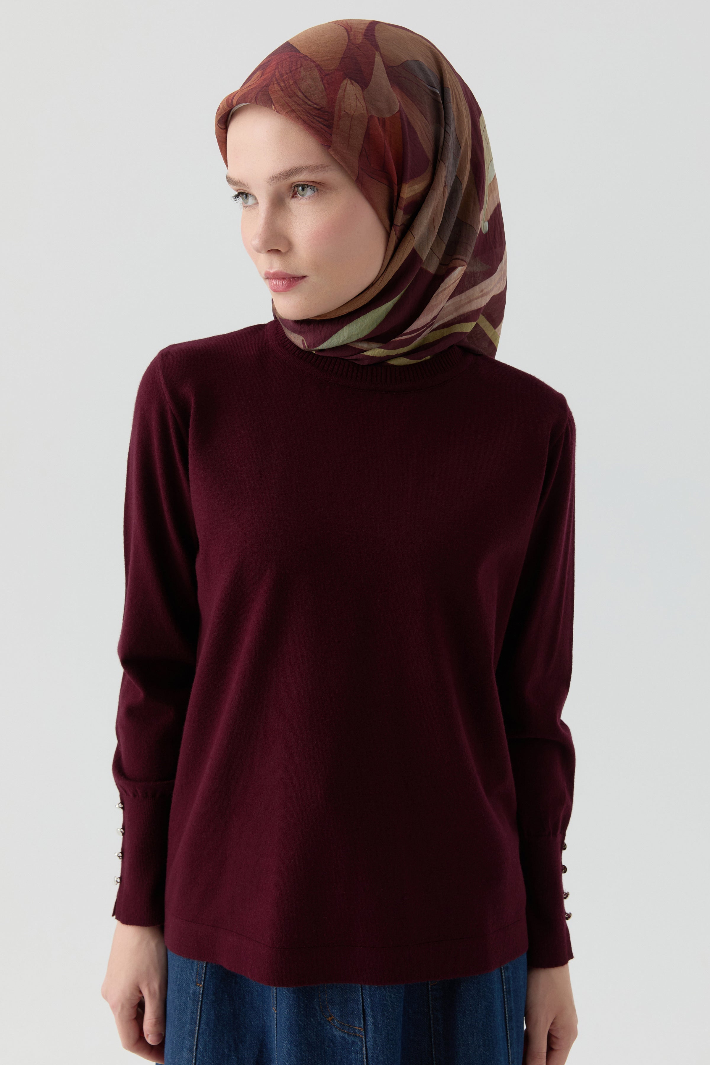 Écharpe Peyda Natural Bordeaux - Détail produit - Nmilat.ma