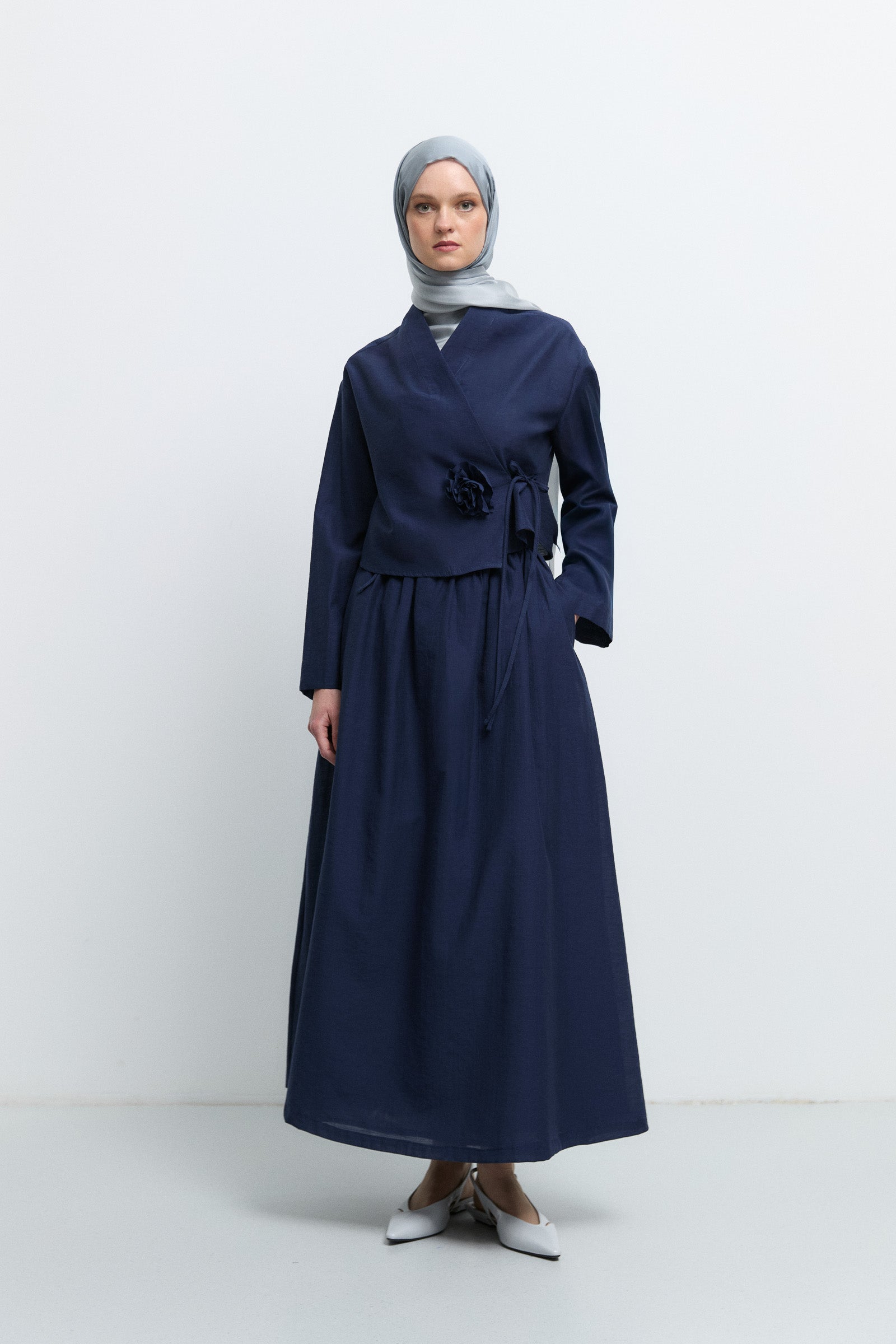 Ensemble à détail de nouage latéral - Blue marine