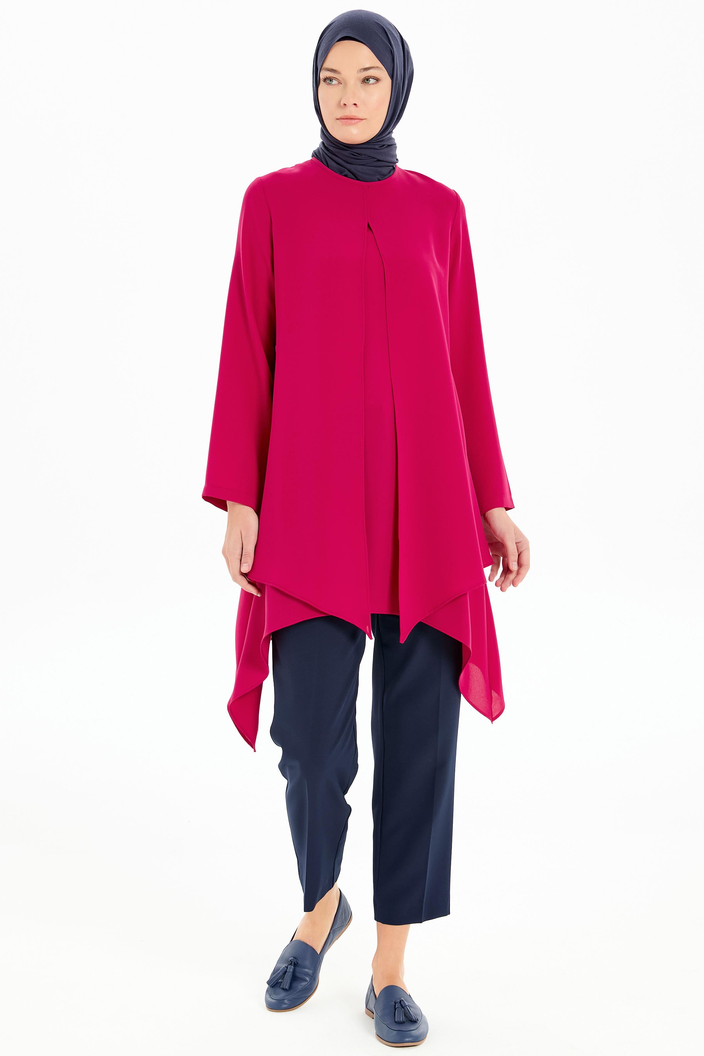 Blouse à deux couches - Fuchsia –